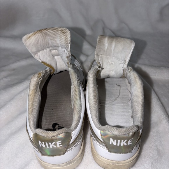 Nike Court Vision Low Top White Iridescent Swoosh Sneakers Women's Size 7.5 - Picture 7 of 9